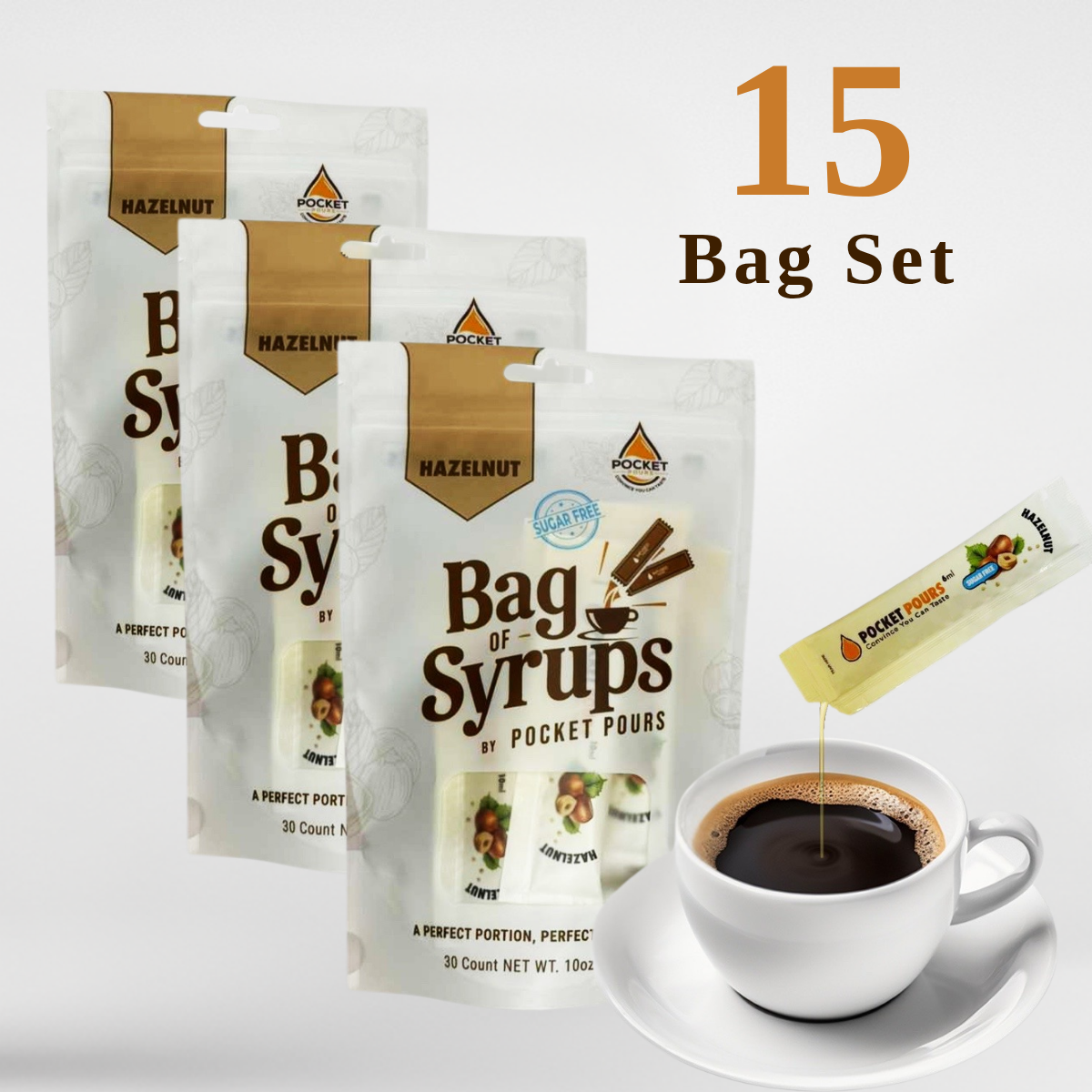 Pocket Pours Sugar Free Hazelnut Coffee Syrup Packets