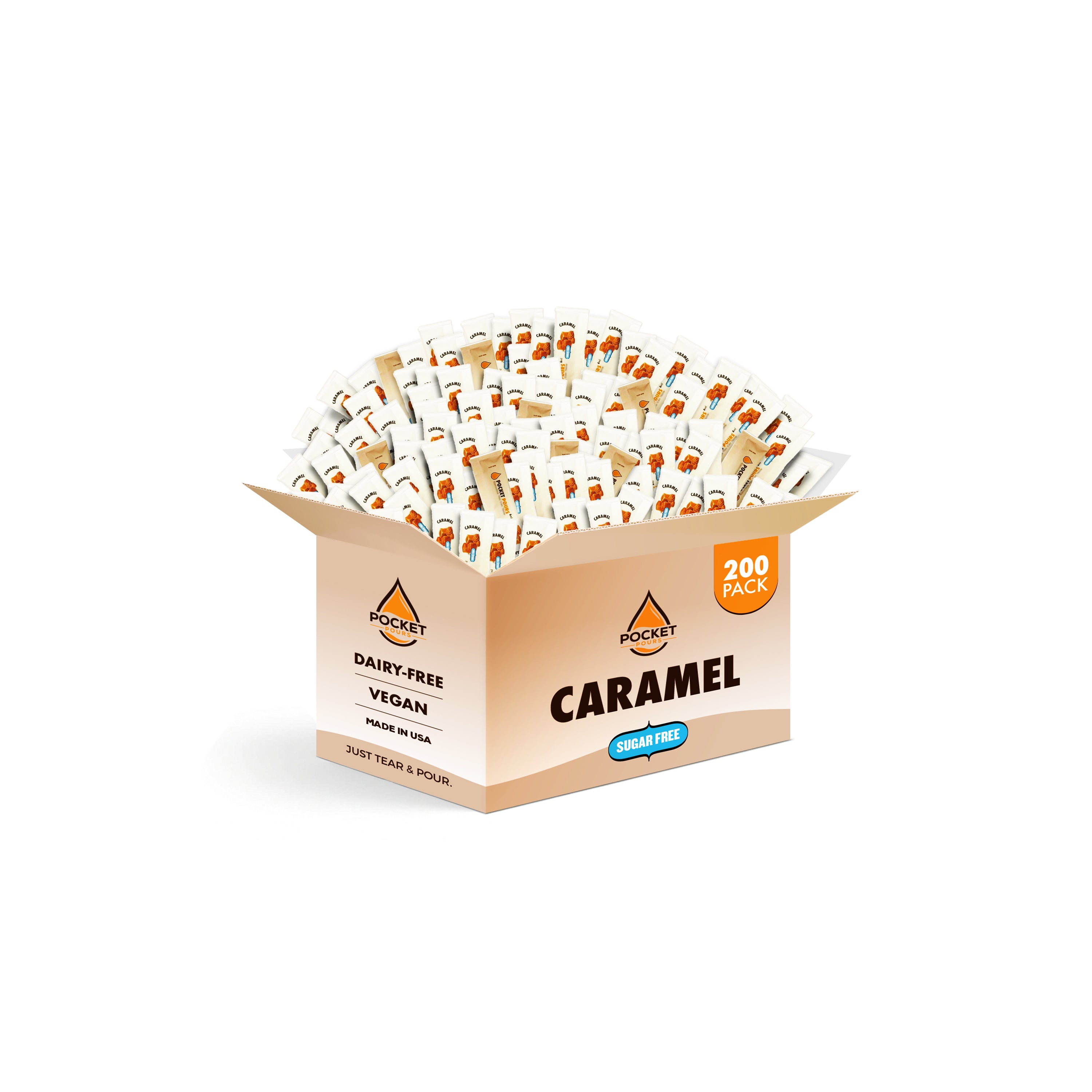 Pocket Pours Sugar Free Caramel Coffee Syrup Packets