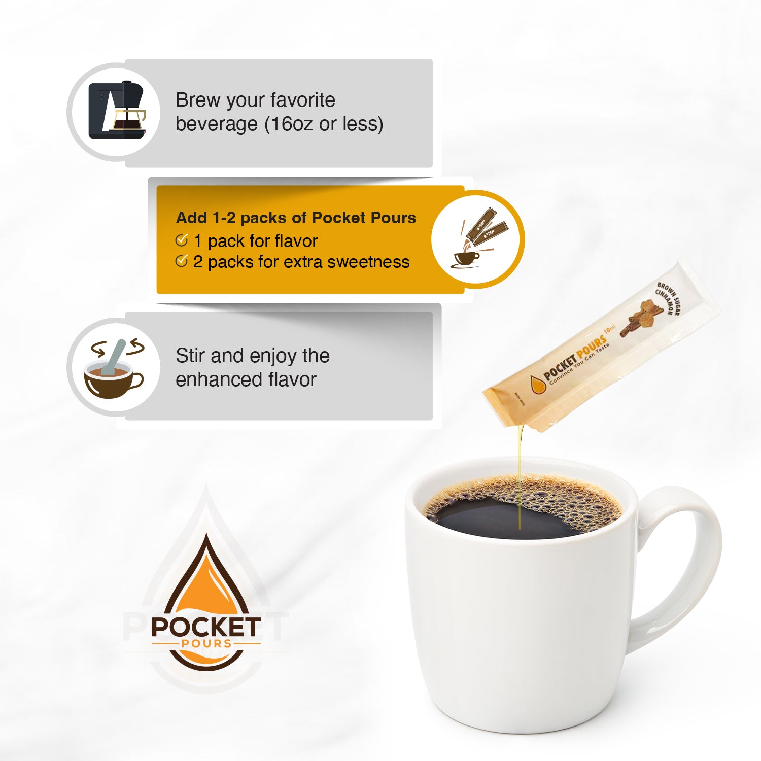 Pocket Pours Brown Sugar Cinnamon Syrup Packets - 10mL