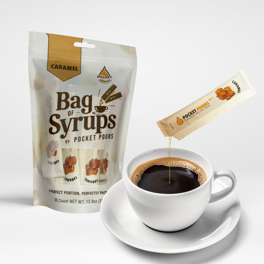 Pocket Pours Caramel Syrup Packets - 10mL Single-Serve