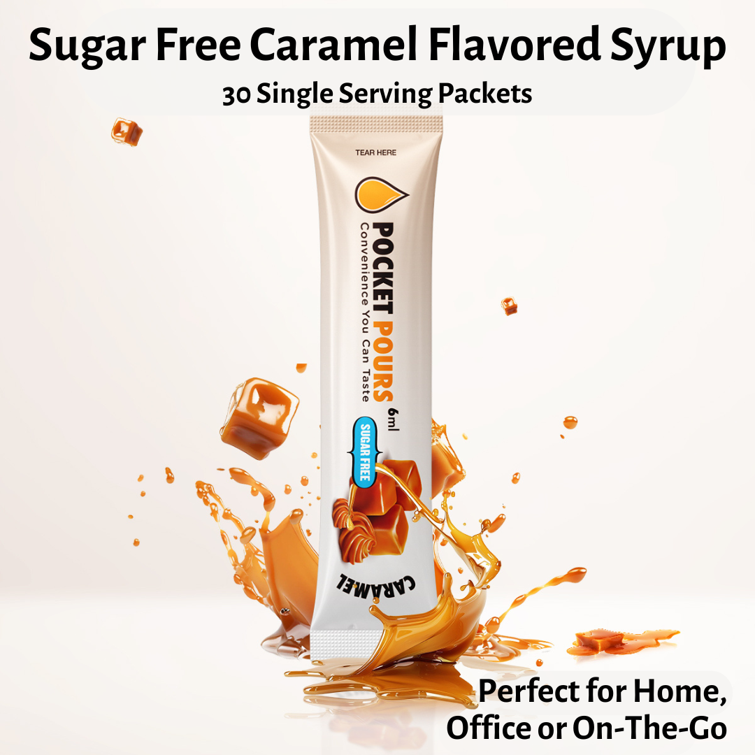 Pocket Pours Sugar Free Caramel Coffee Syrup Packets