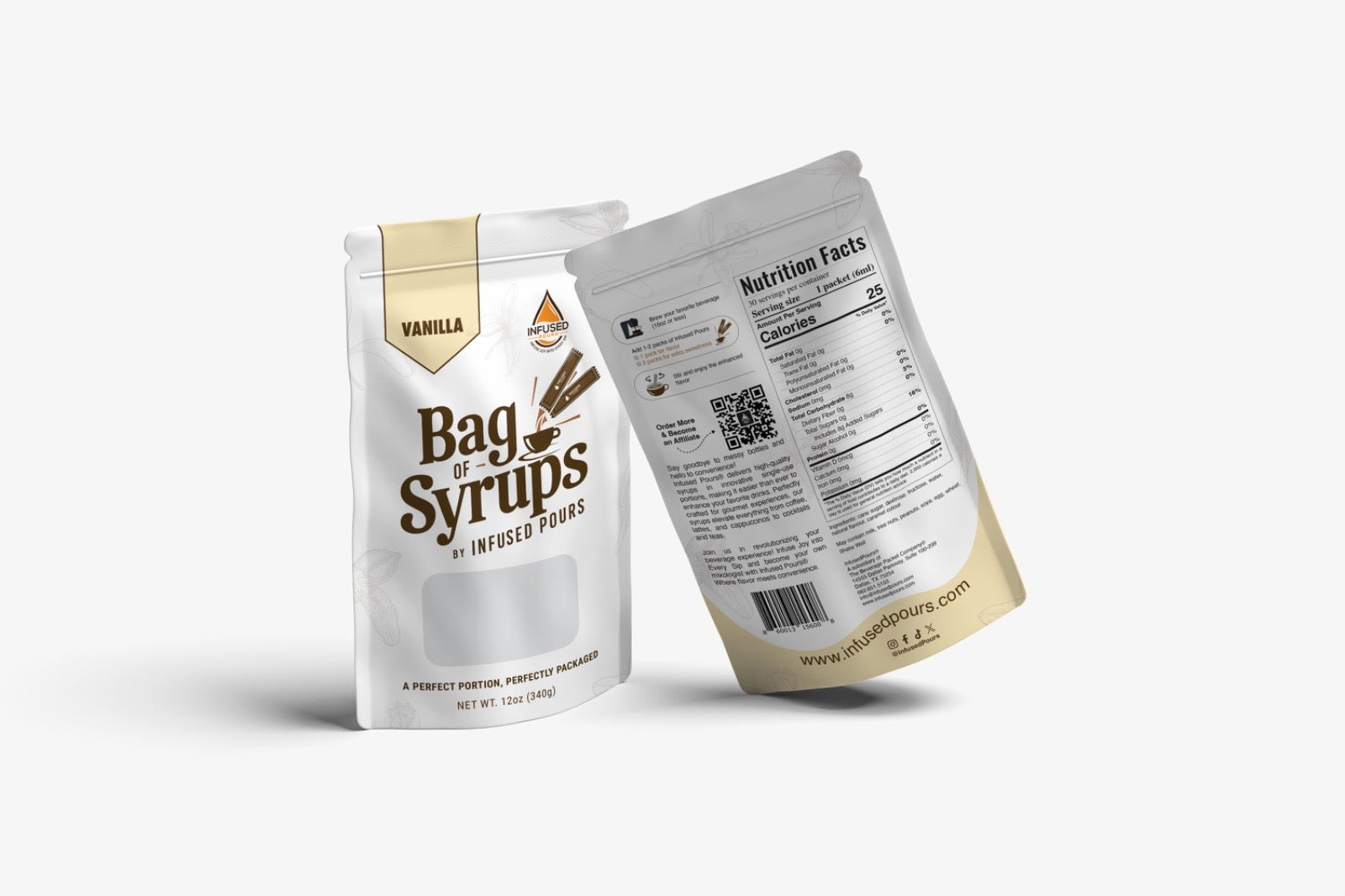 Resealable Bag of Syrups containing 30 vanilla syrup packets
