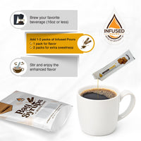 Instructions for using caramel syrup packets