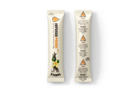 Close-up of an individual vanilla syrup packet