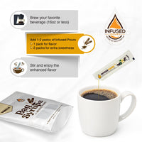 Instructions for using vanilla syrup packets